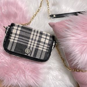 Tory Burch Robinson Plaid Mini Crossbody Bag